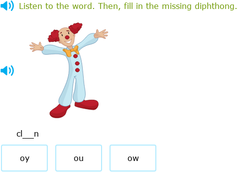 IXL - Complete the word with the correct diphthong: oi, oy, ou, ow