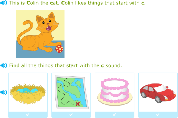 IXL - Find all the words that start with a given sound (Reception