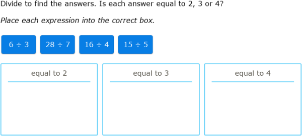 IXL - Division facts up to 10: sorting (Grade 3 maths practice)