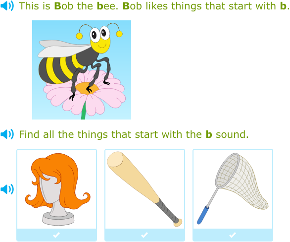 IXL - Find all the words that start with a given sound (Preschool