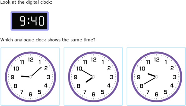 IXL - Match analogue and digital clocks (Grade 3 maths practice)
