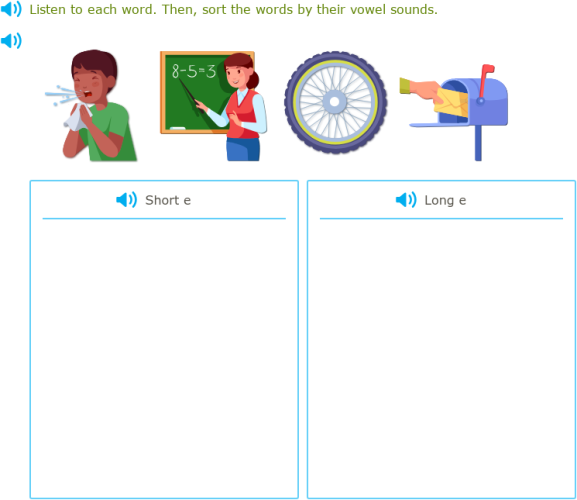 IXL - Sort short and long vowel words (Grade 2 English practice)