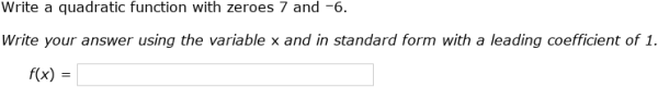 IXL - Find a quadratic function (Grade 11 maths practice)