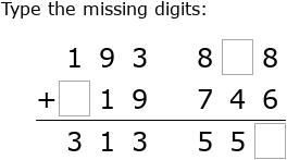 IXL - Fill in the missing digits (Grade 5 maths practice)
