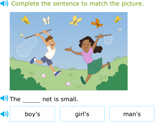 IXL - Select the possessive noun that matches the picture (Grade 1